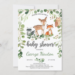 Baby shower forestier Invitation Animaux Végétatio