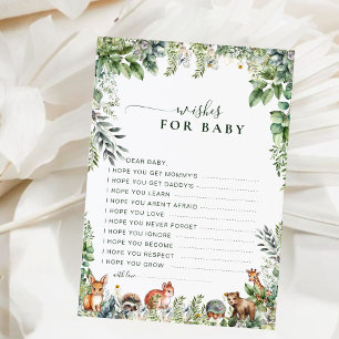 Baby shower forestier rustique souhaits pour carte