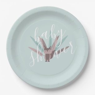 Baby Shower Fox Bohemian Feathers     Paper Plate