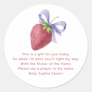 Baby shower fraise - étiquette de la bougie de pri