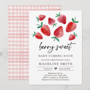 Baby shower fraise Invitation Berry Sweet Baby