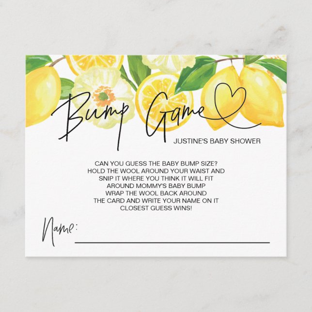 Baby shower Game Baby Bump Guess Cartes Lemons (Devant)