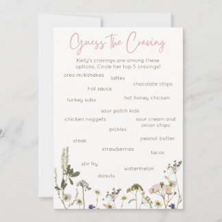 Baby Shower Game Card