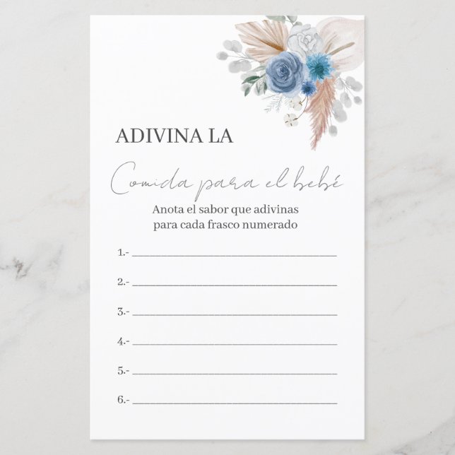 Baby Shower Game Guess the Food (Front)