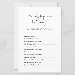 Baby Shower Game How well do you know Mommy