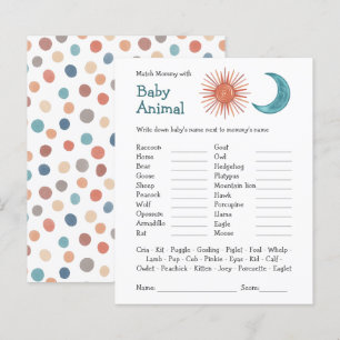 Baby Shower Game Match Mommy & Baby Boho Sun Moon