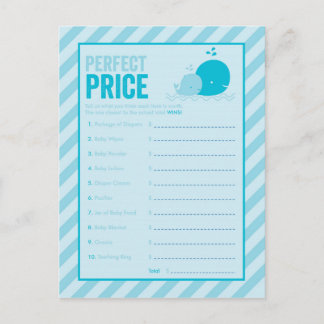 Baby Shower Game - Perfect Price - Blue Whale Invitation Postcard