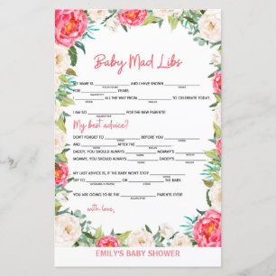 Baby Shower Game Pink and Ivory Florals