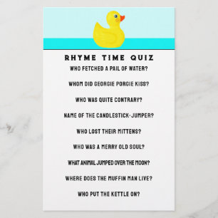 Baby Shower Game Stationery