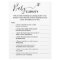 Baby Shower Game Trivia Survey Card