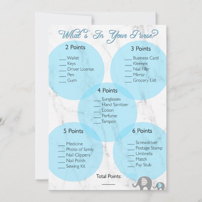 Baby Shower Game "What's in your purse?" Invitation (Front)