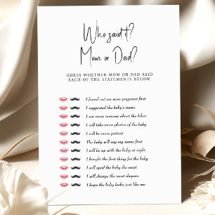 Baby Shower Game Who Said It? Mom or Dad?