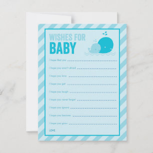 Baby Shower Game - Wishes for Baby - Blue Whale Advice Card