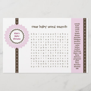 Baby Shower Game - Word Search