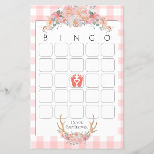 Baby Shower Games Bingo BOHO Baby Shower Coral Flyer
