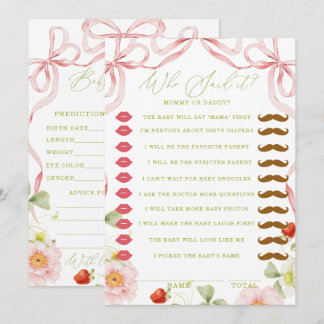 Baby Shower Games Double Sided Who Said It Advice Invitation