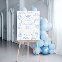 Baby shower Garçon bleu Toile De Jouy Bienvenue