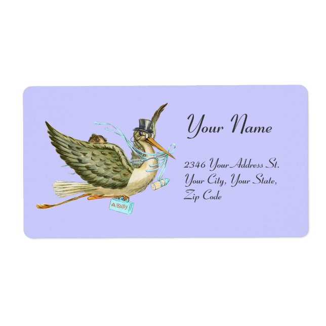 BABY SHOWER GARÇON STORK, Bleu Blanc (Devant)