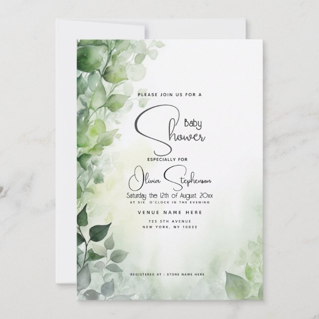Baby Shower- Garden Ivy Botanical  Invitation (Front)