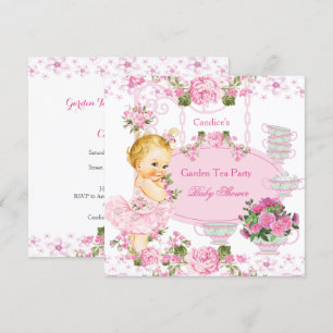 Baby Shower Garden Tea Party Lace Pink Blonde Invitation
