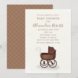 Baby Shower Gender Neutral Modern Carriage Invitation