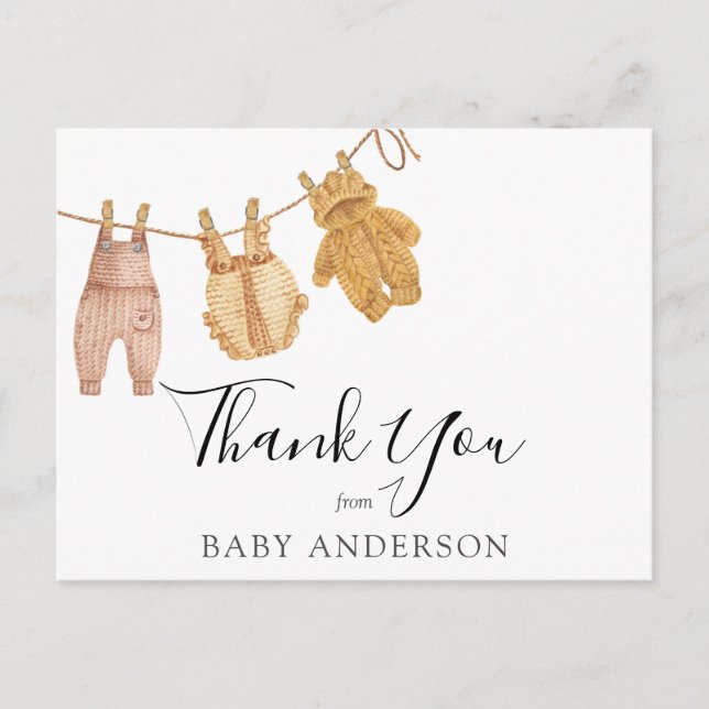 Baby Shower Gender Neutral Thank You Postcard (Front)