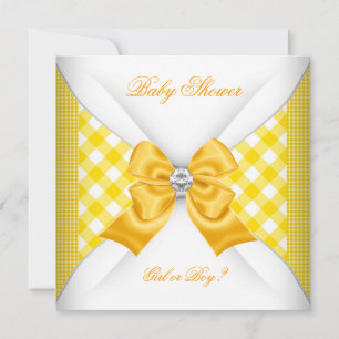 Baby Shower Gender Reveal Yellow White Invitation