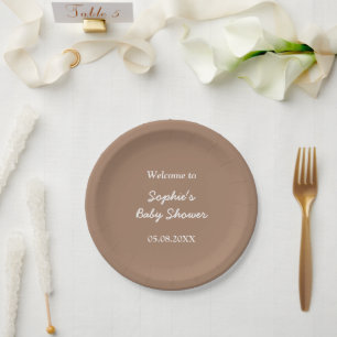 Baby Shower Gentle Brown Minimalist Paper Plates