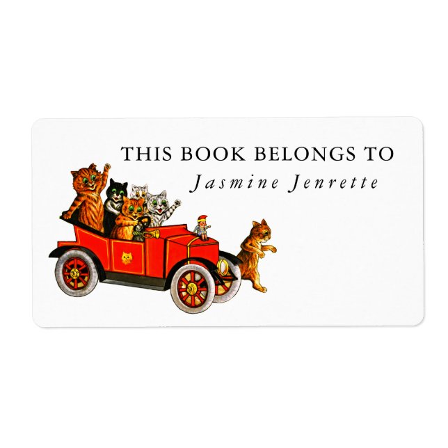 Baby Shower Gift Funny Cartoon Cats Retro Car Kids (Front)