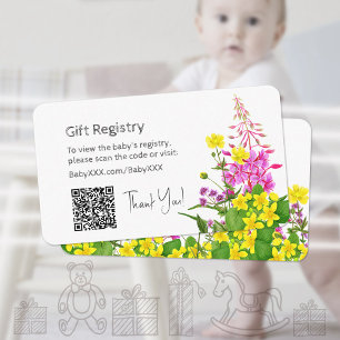 Baby Shower Gift Registry Wildflower QR Code Enclosure Card