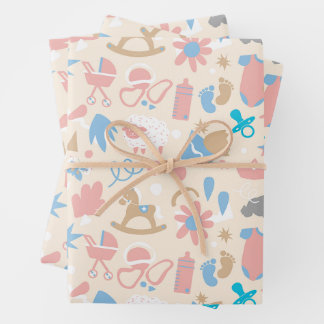 Baby Shower Gift Wrapping Paper (Set of 3 Sheets)