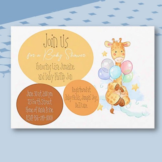 Baby Shower Giraffe Flat  Invitation (Creator Uploaded)