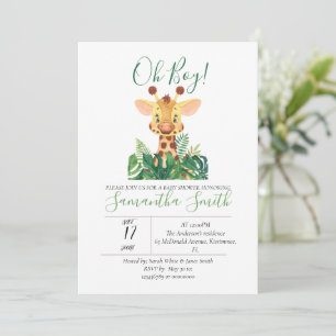 Baby Shower Giraffe Jungle Watercolor  Invitation