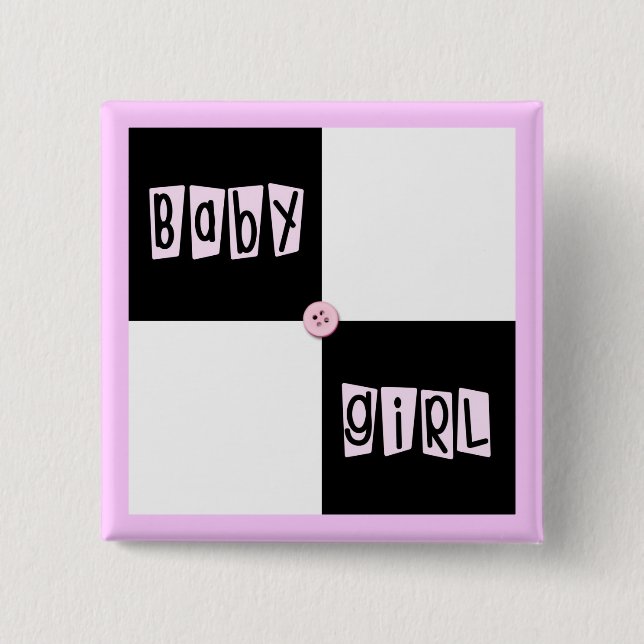 Baby Shower Girl 2 Inch Square Button (Front)