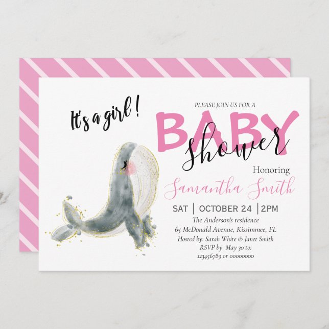 Baby Shower GIRL  Announcement (Front/Back)