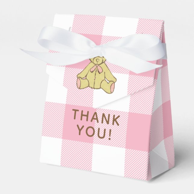 Baby Shower Girl Bear Thank You Favor Box (Front Side)