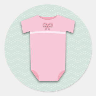 Baby Shower Girl Bodysuit Classic Round Sticker