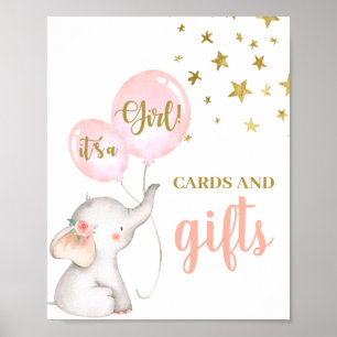 Baby Shower Girl Elephant Cards and Gifts sign