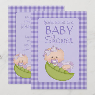 Baby Shower Girl in a Pod Purple Invitation