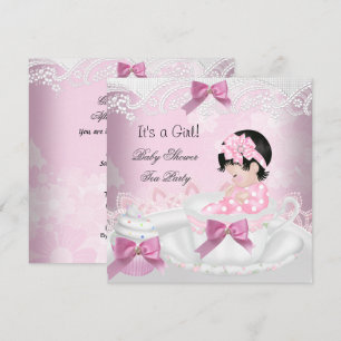 Baby Shower Girl Pink Baby Teacup Cupcake Invitation