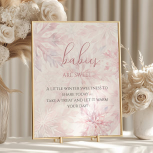 Baby Shower Girl Pink Snowflake Babies are Sweet  Poster