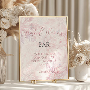 Baby Shower Girl Pink Snowflake Mom-osa Bar  Poster