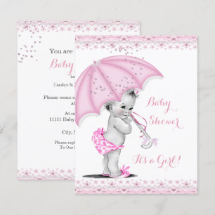 Baby Shower Girl Pink Sprinkle Umbrella Invitation