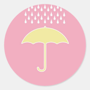 Baby Shower Girl Pink Umbrella Stickers