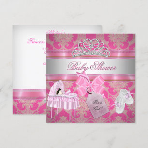 Baby Shower Girl Pink White Princess Invitation