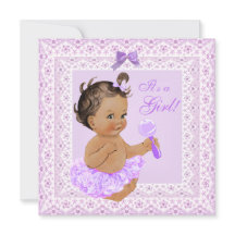 Baby Shower Girl Pretty Lavender Lace Brunette