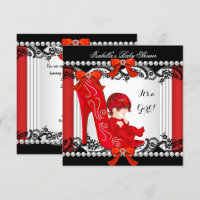 Baby Shower Girl Red High Heel Shoe Redhead