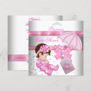 Baby Shower Girl White Pink Princess Tiara Invitation