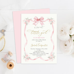 Baby Shower Girl with bow Invitation