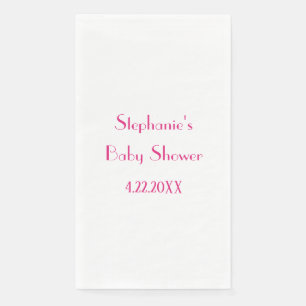 Baby Shower Girls Pink Custom Name 2024 Elegant Napkin